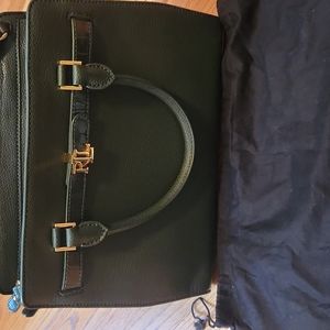 Forest green leather Ralph Lauren small tote with dust bag